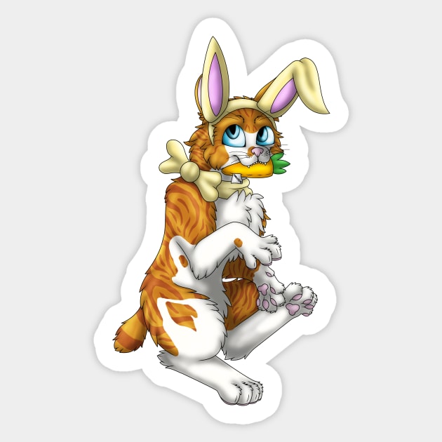 Bobtail BunnyCat: Ginger Bicolor Tabby (Yellow) Sticker by spyroid101